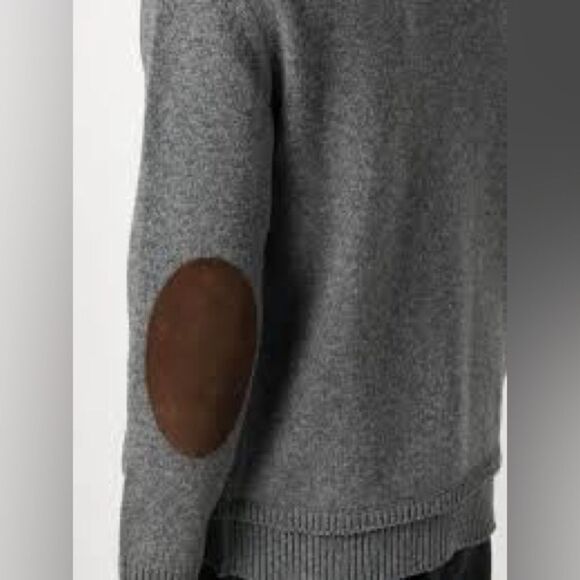 CHAPS XL Unisex Faux Suede Elbow Patch Button Sweater - Picture 7 of 14